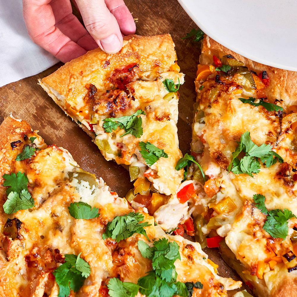 Southwest Skillet Pizza with Chicken and Pepper Jack Cheese