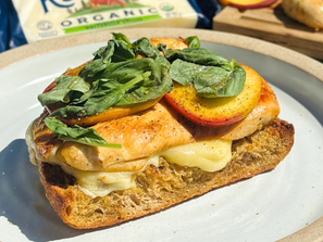 Grilled Peach, Chicken, & Mozzarella Sandwich