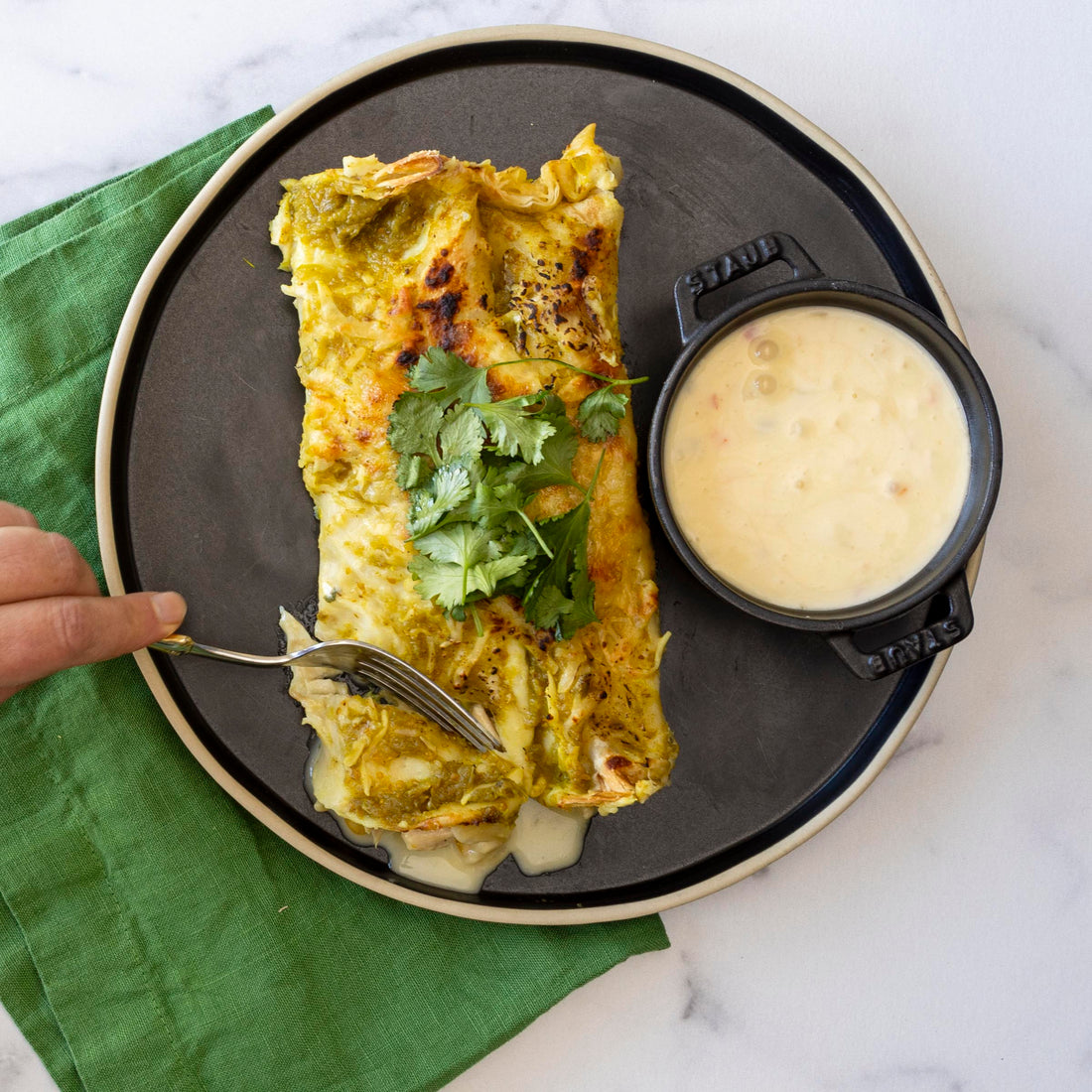 Green Chile Chicken Enchiladas Con Queso