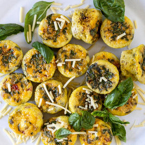 Mini Parmesan Egg Bites with Red Pepper and Basil